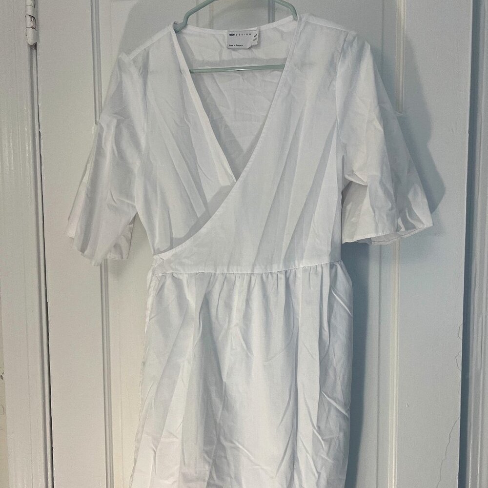 Asos Design White Wrap Dress